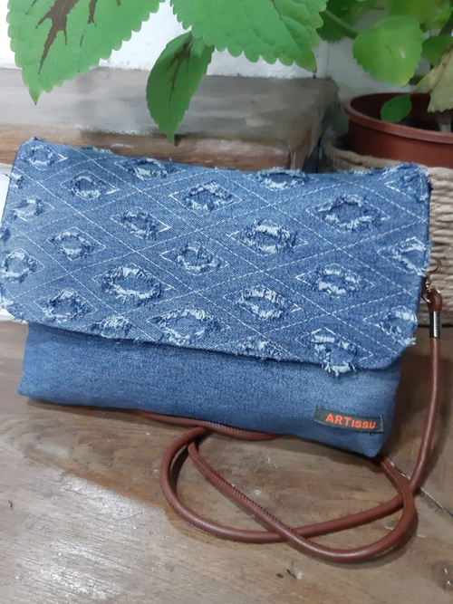 Sac jean losanges effet déchiré
