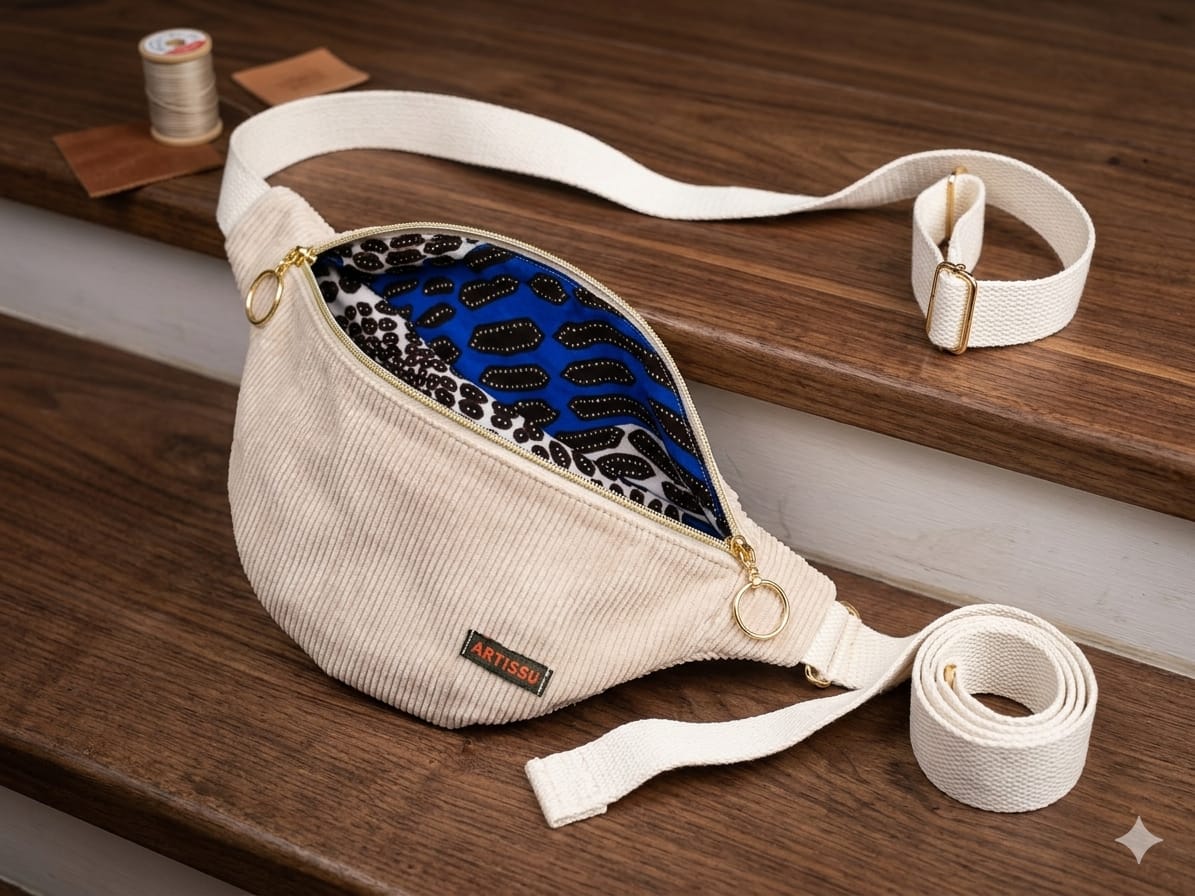 sac banane velours côtelé