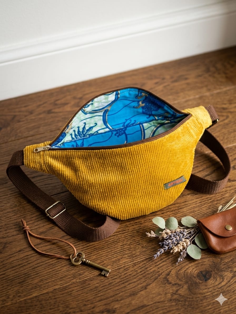 sac banane velours côtelé