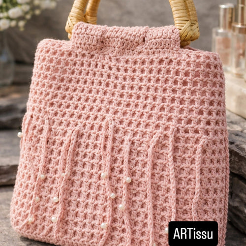 sac en crochet rose